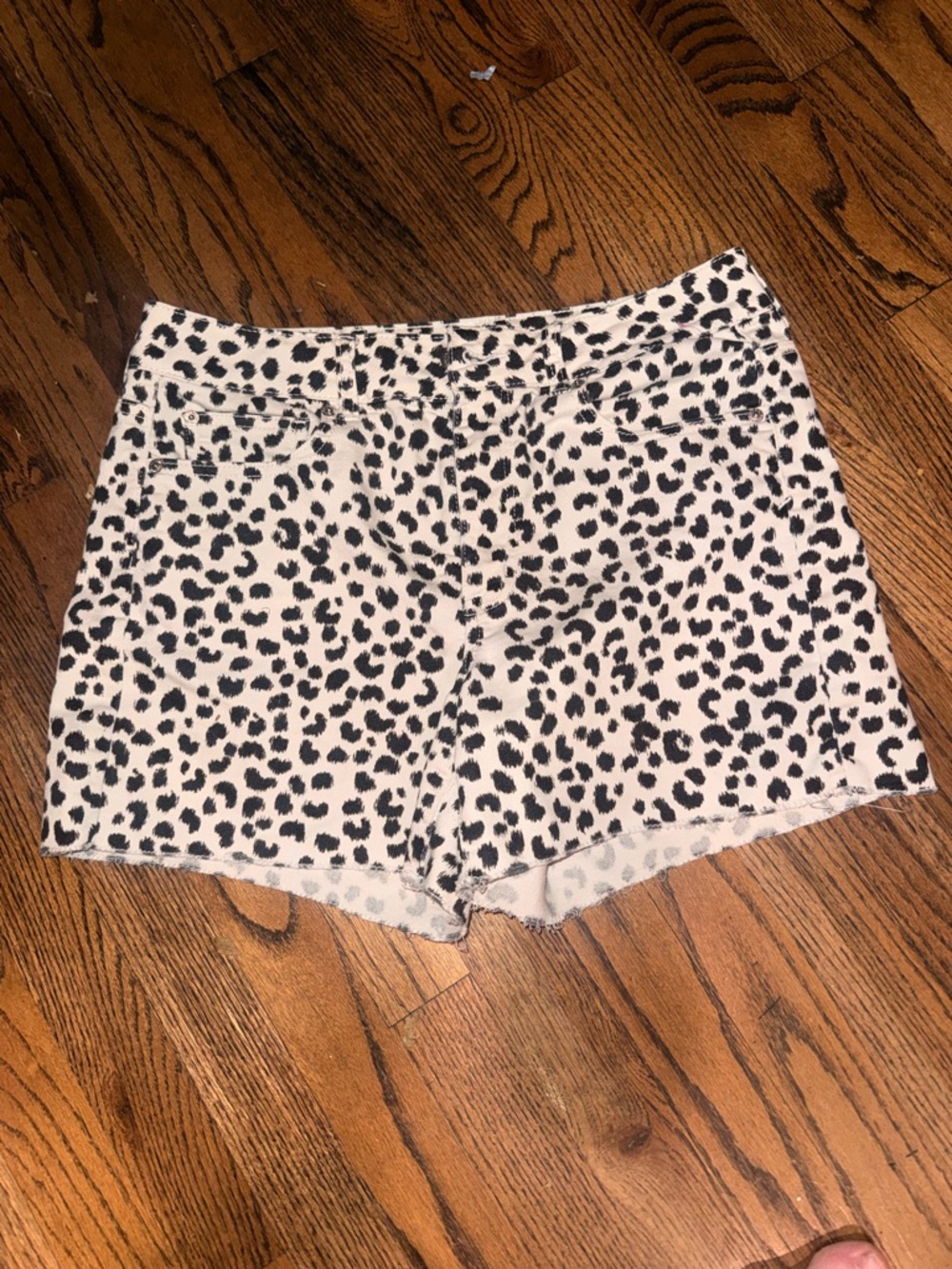 American Eagle Outfitters White and Black Leopard Print Denim Shorts